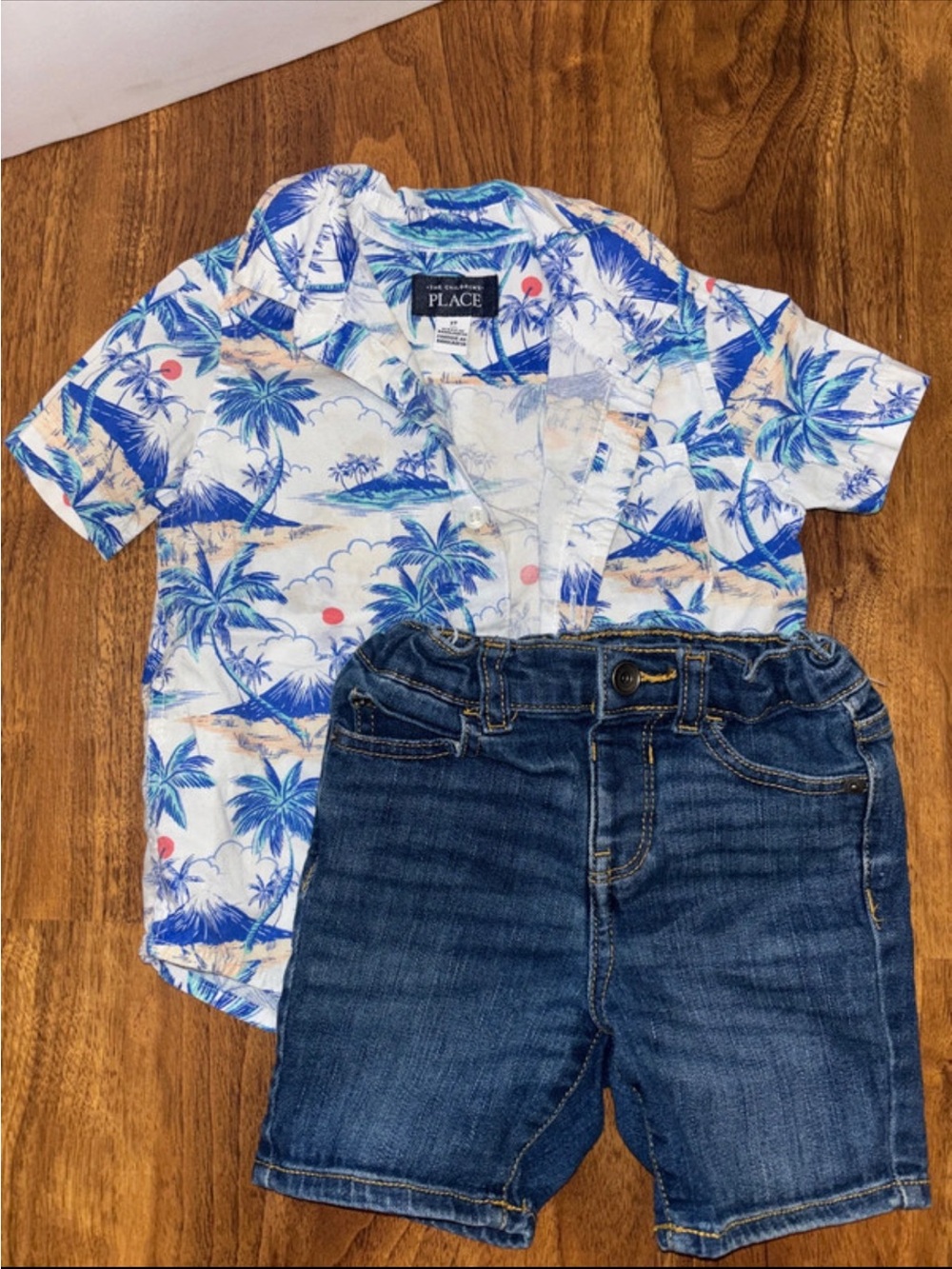 The Children's Place Blue Tropical Palm Button-Down Shirt